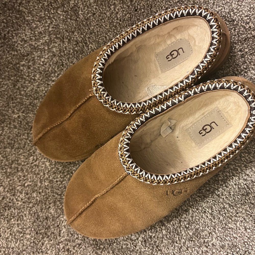 UGG Brown Mules with Metallic Trim